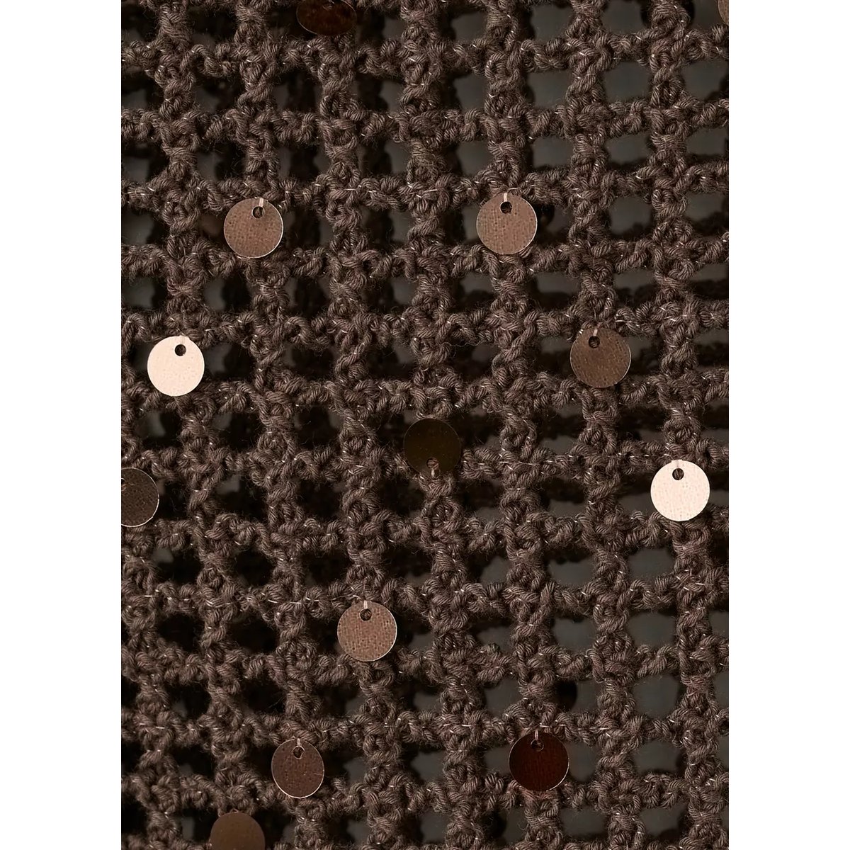 Pull en crochet à sequins chocolat, MANGO