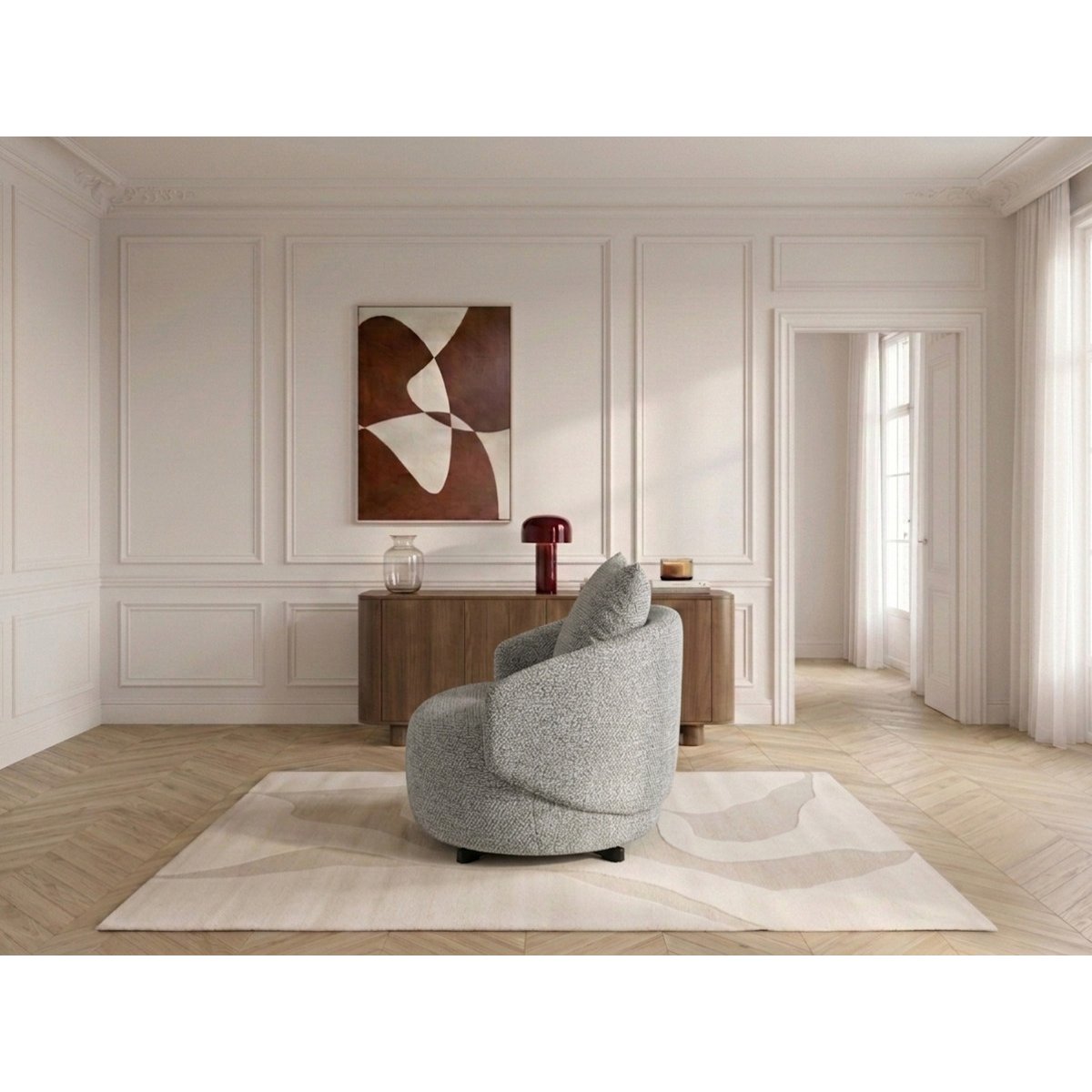 Fauteuil tissu chiné, LEXIE gris, BOBOCHIC