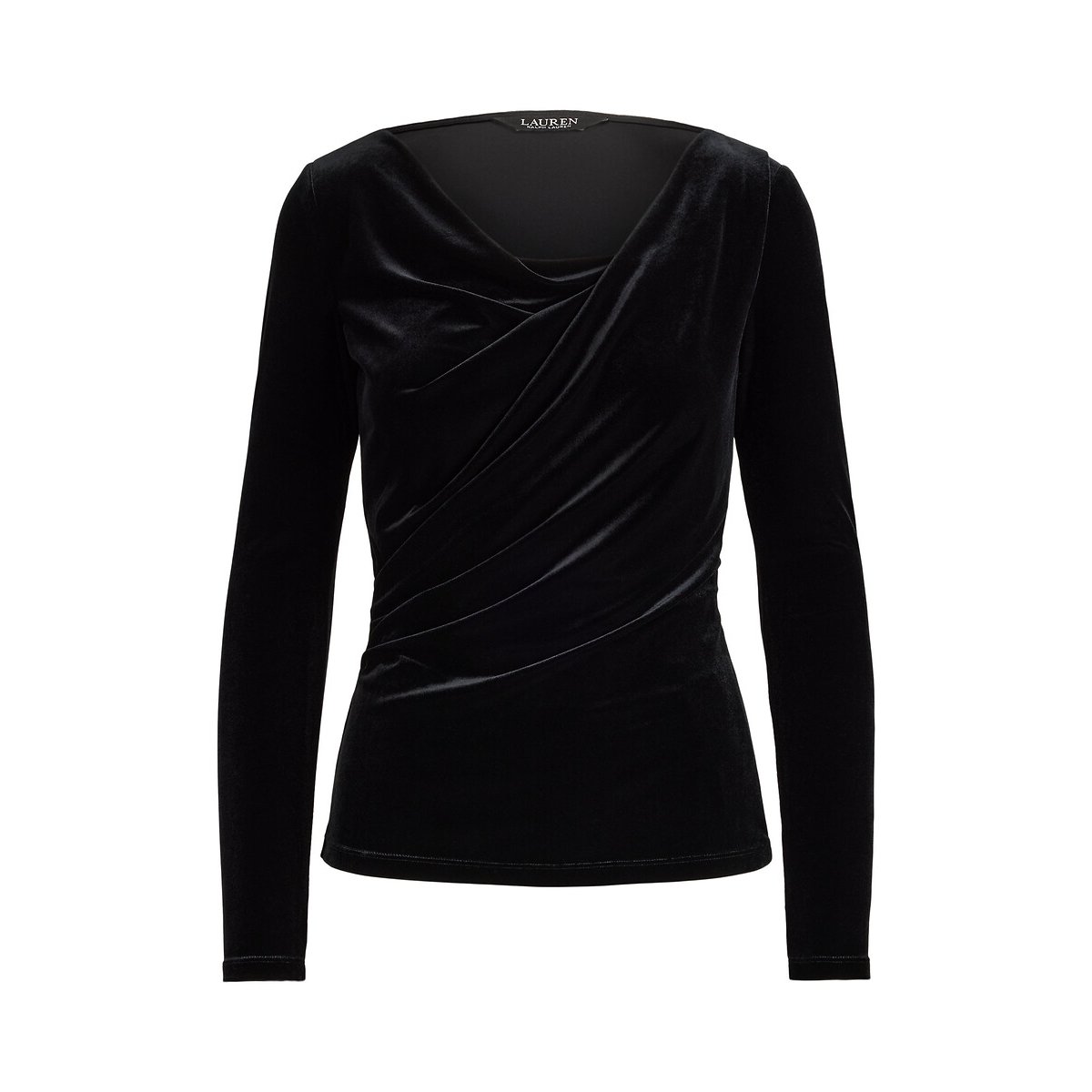 Pull manches longues, en velours noir, LAUREN RALPH LAUREN