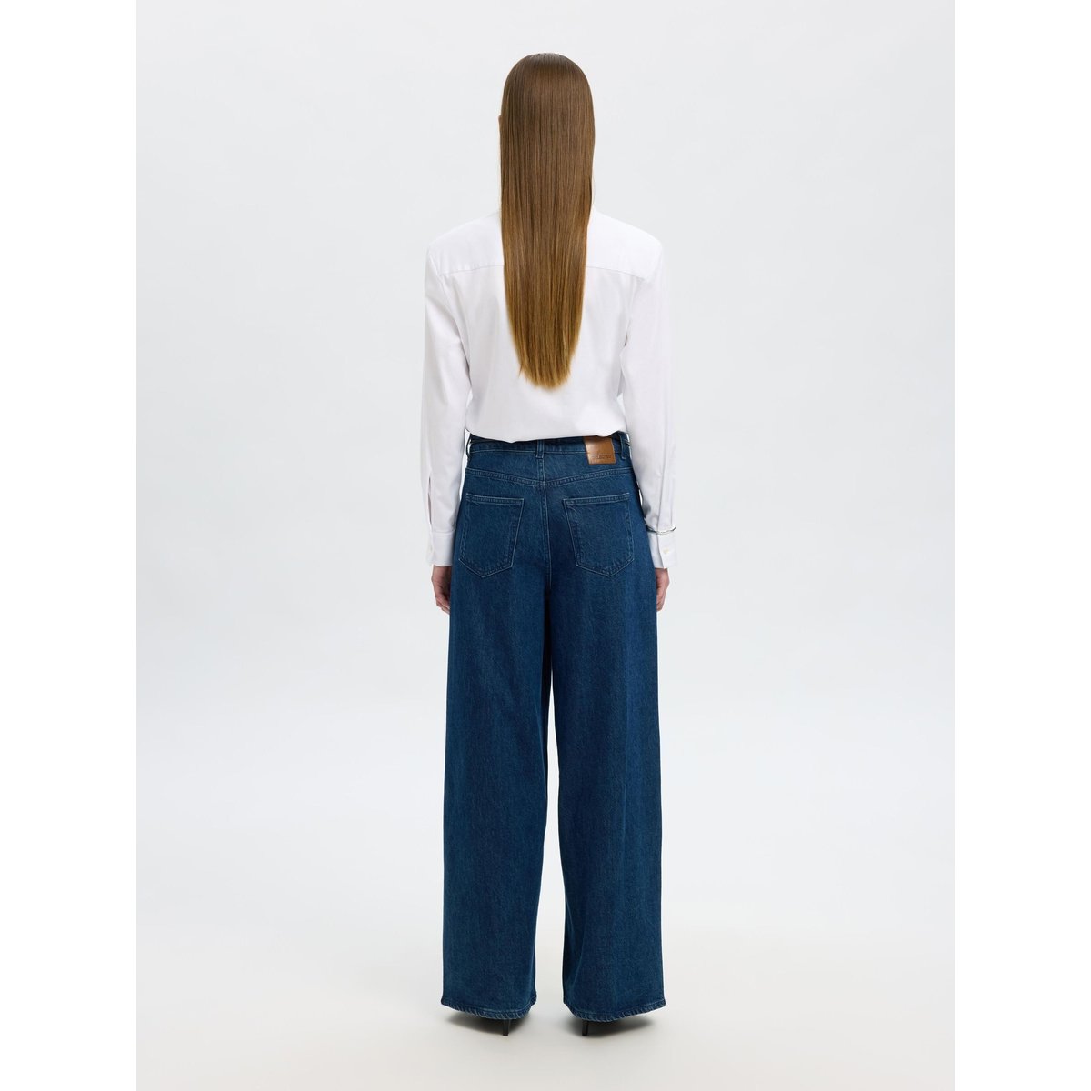 Jean À Coupe Ample dark blue denim, SELECTED