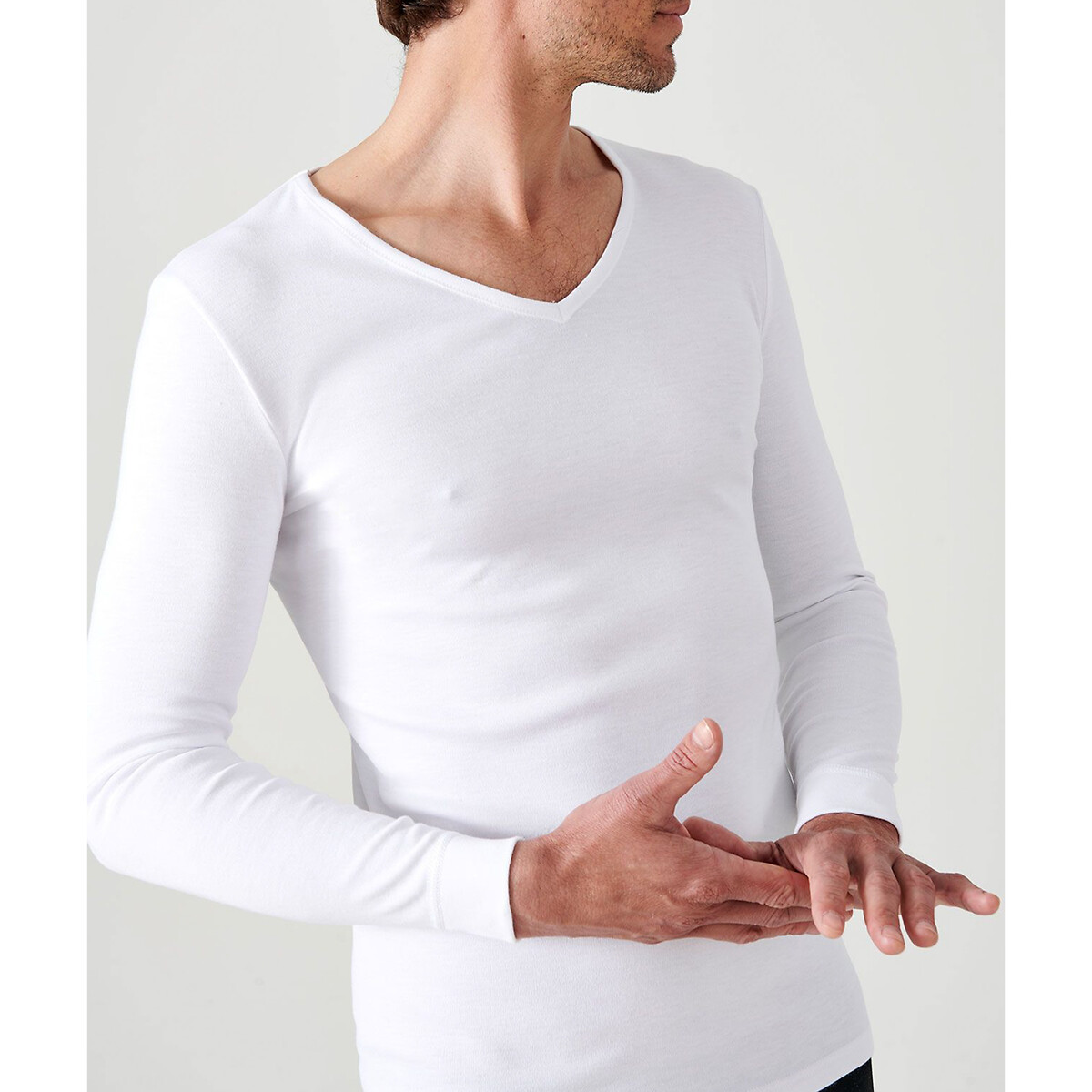 T-shirt col v Thermolactyl "Le 102", degré 3 blanc, DAMART