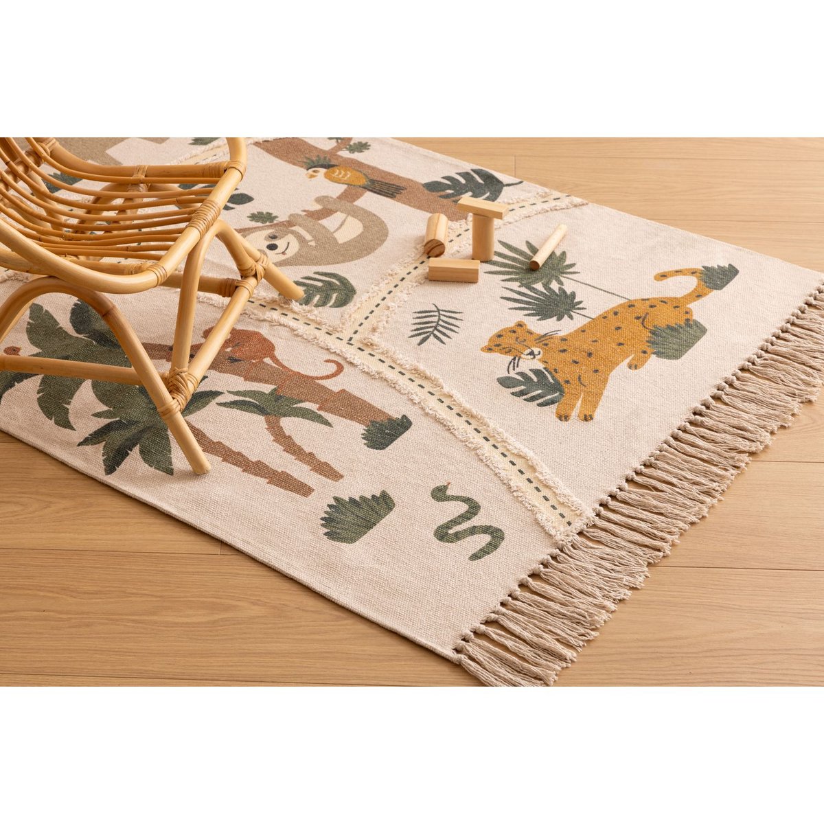 Tapis enfant en coton JUNGLE beige, ATMOSPHERA