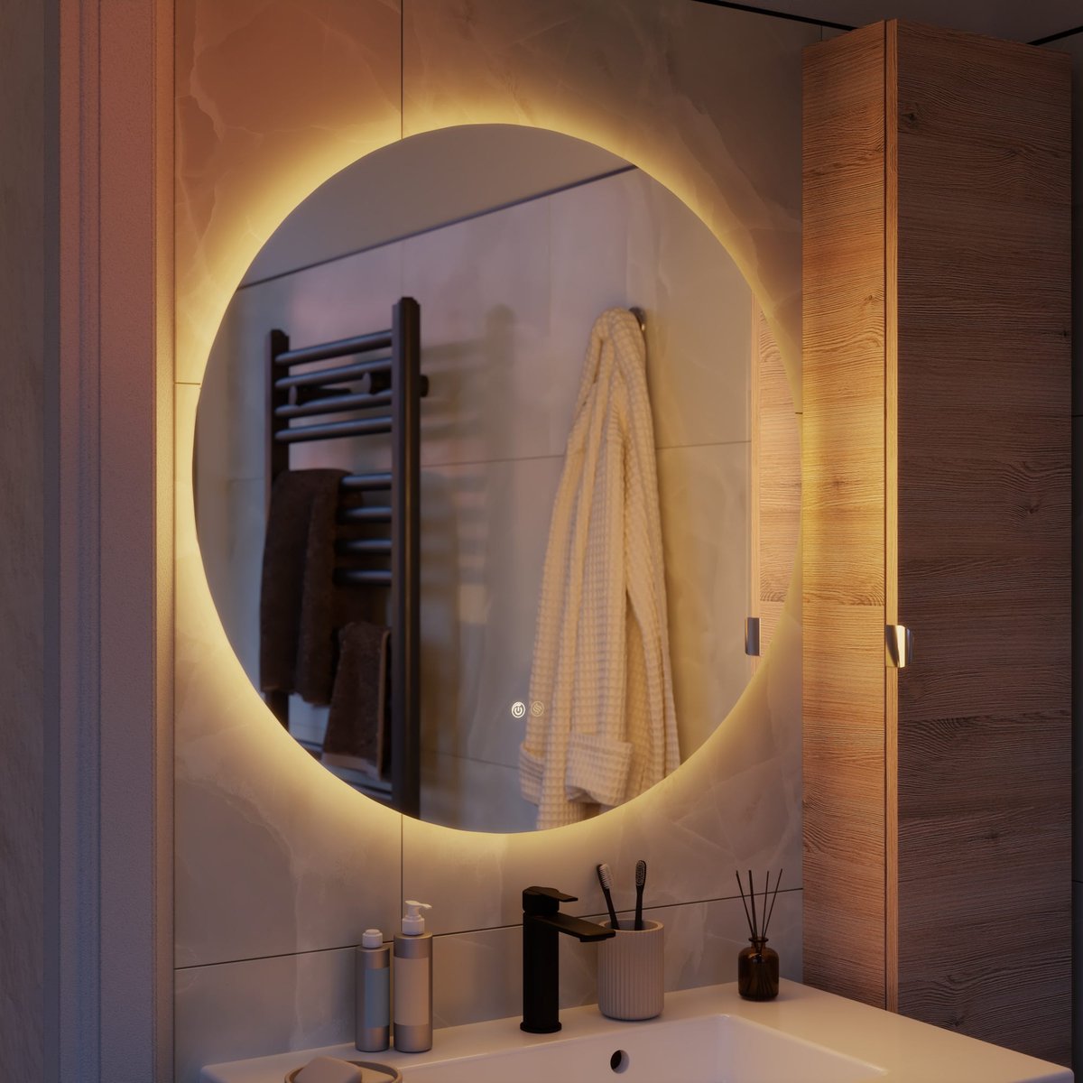Lot de 2 miroirs lumineux LED anti-buée, MODERN transparent, SENSEA