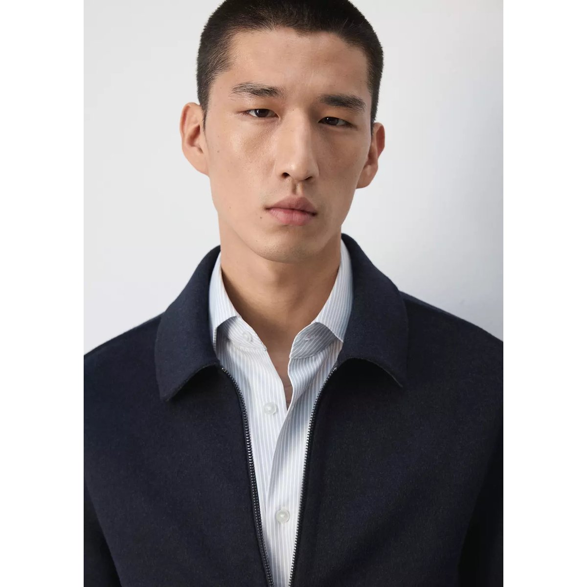 Veste laine mélangée poches bleu nuit, MANGO MAN