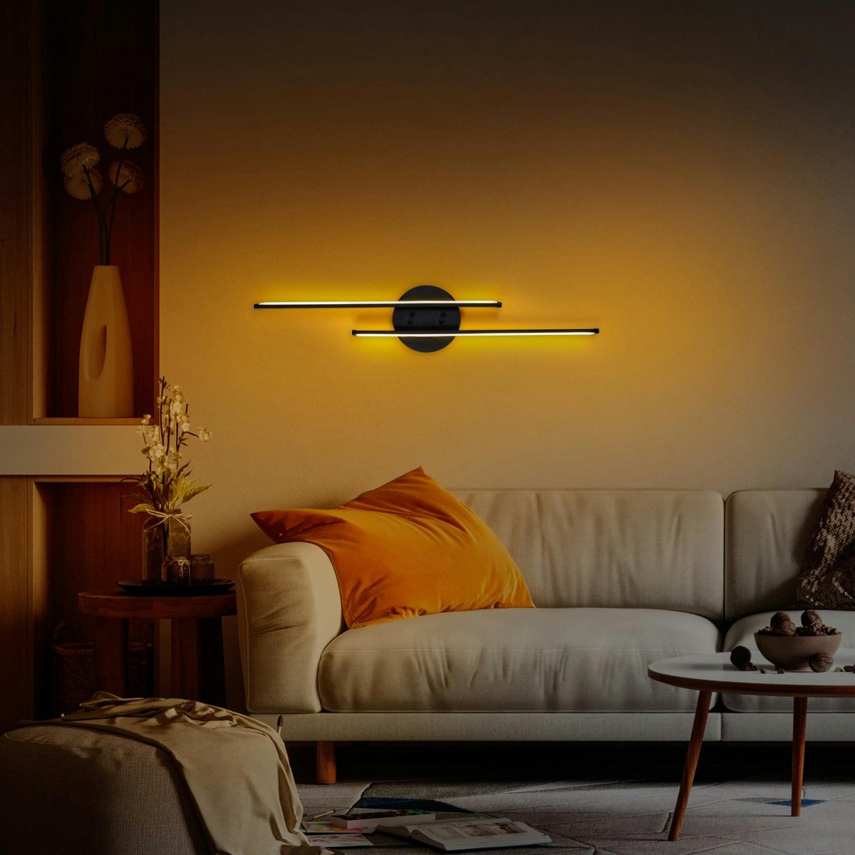 Applique murale design 2 barres VIESTE noir, PIER IMPORT