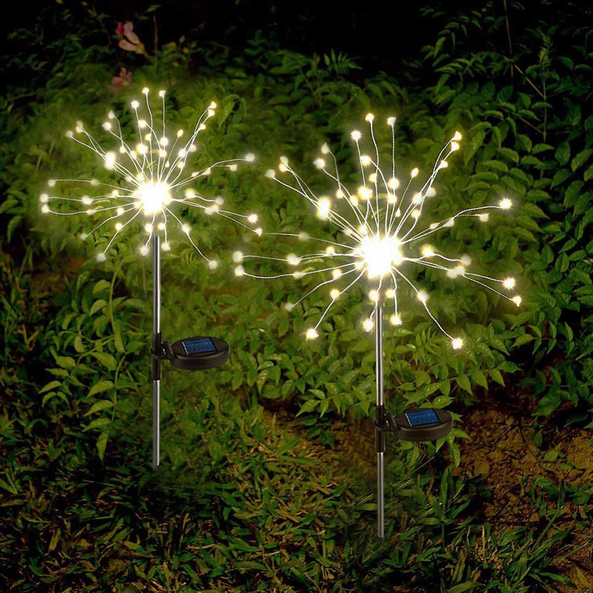 Lot de 2 balises solaires à piquer 2x FIREWORKS SPIKE gris, LUMISKY