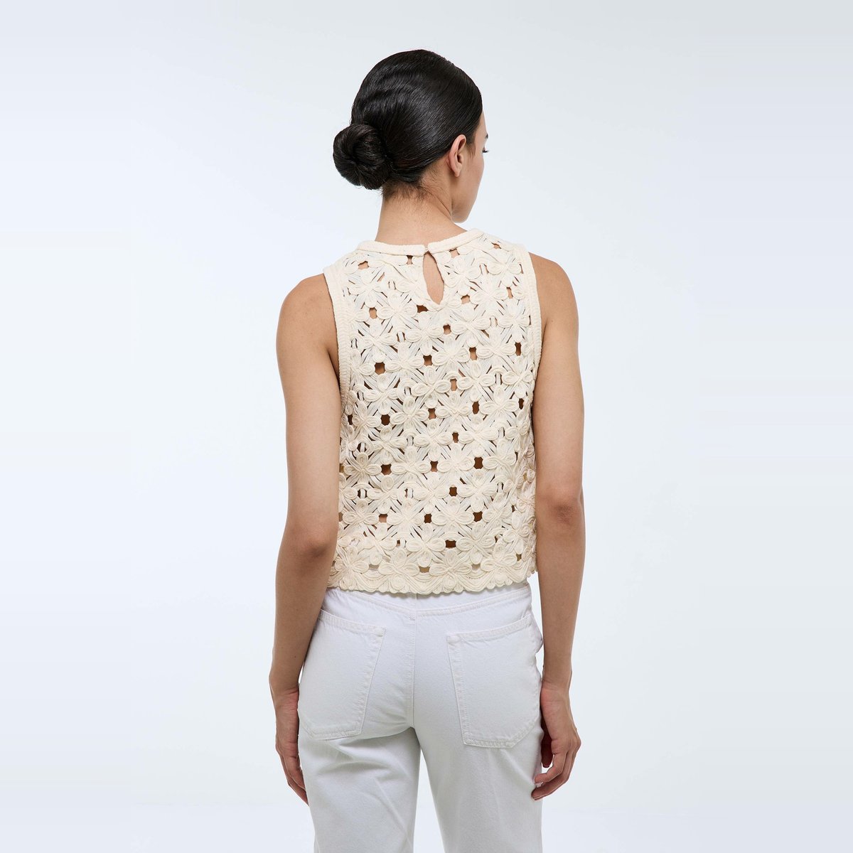Top sans manches brodé winter white, MONOPRIX