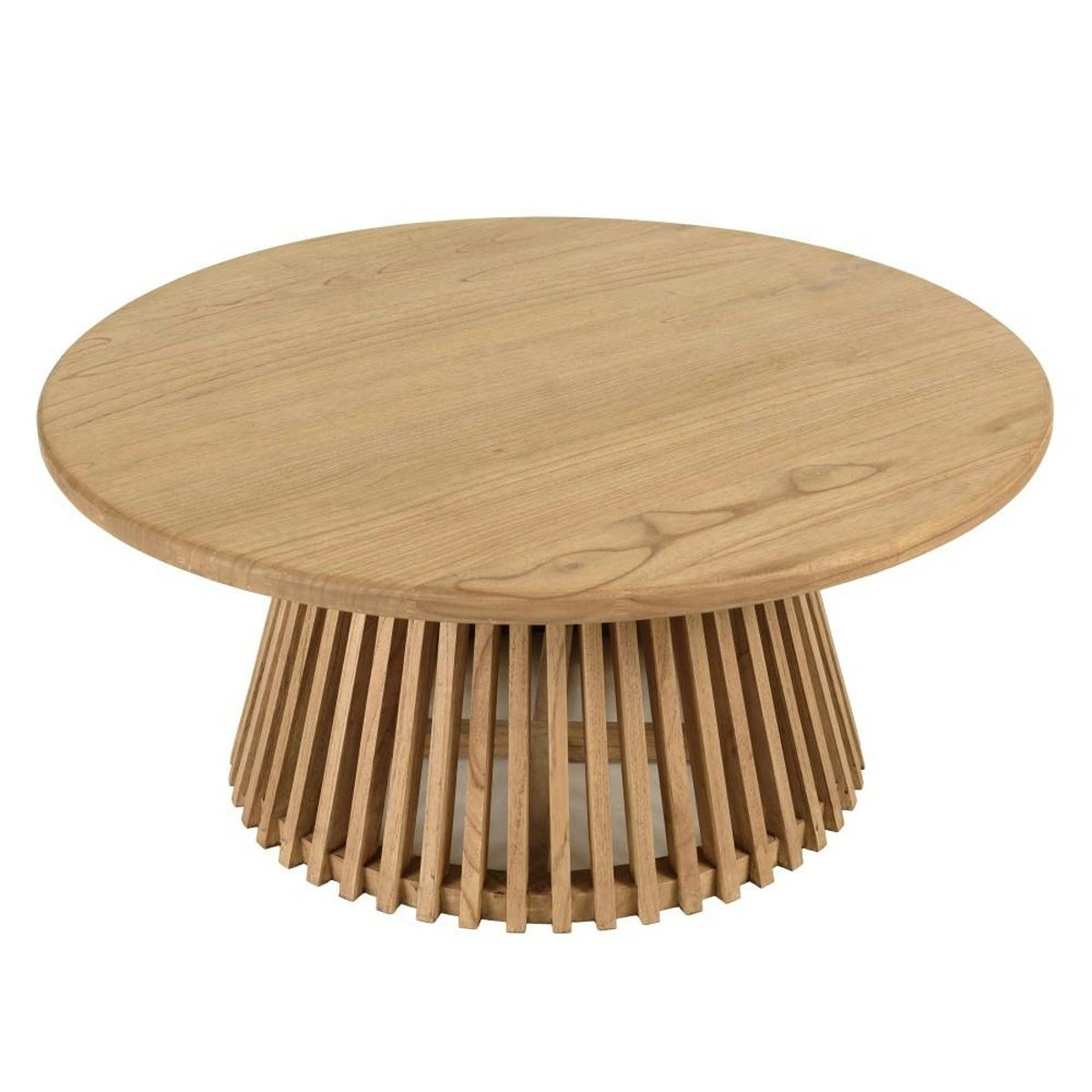 Table basse ronde 90cm en bois de mindi TIVARO bois naturel, PIER IMPORT