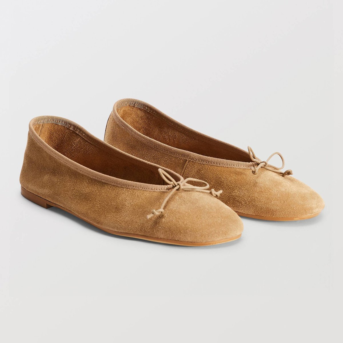 Ballerines en cuir camel, MONOPRIX