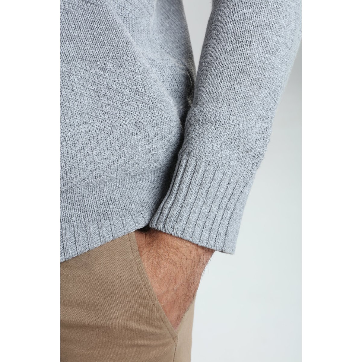 Pull col rond en coton LUKA gris, GENTLEMAN FARMER