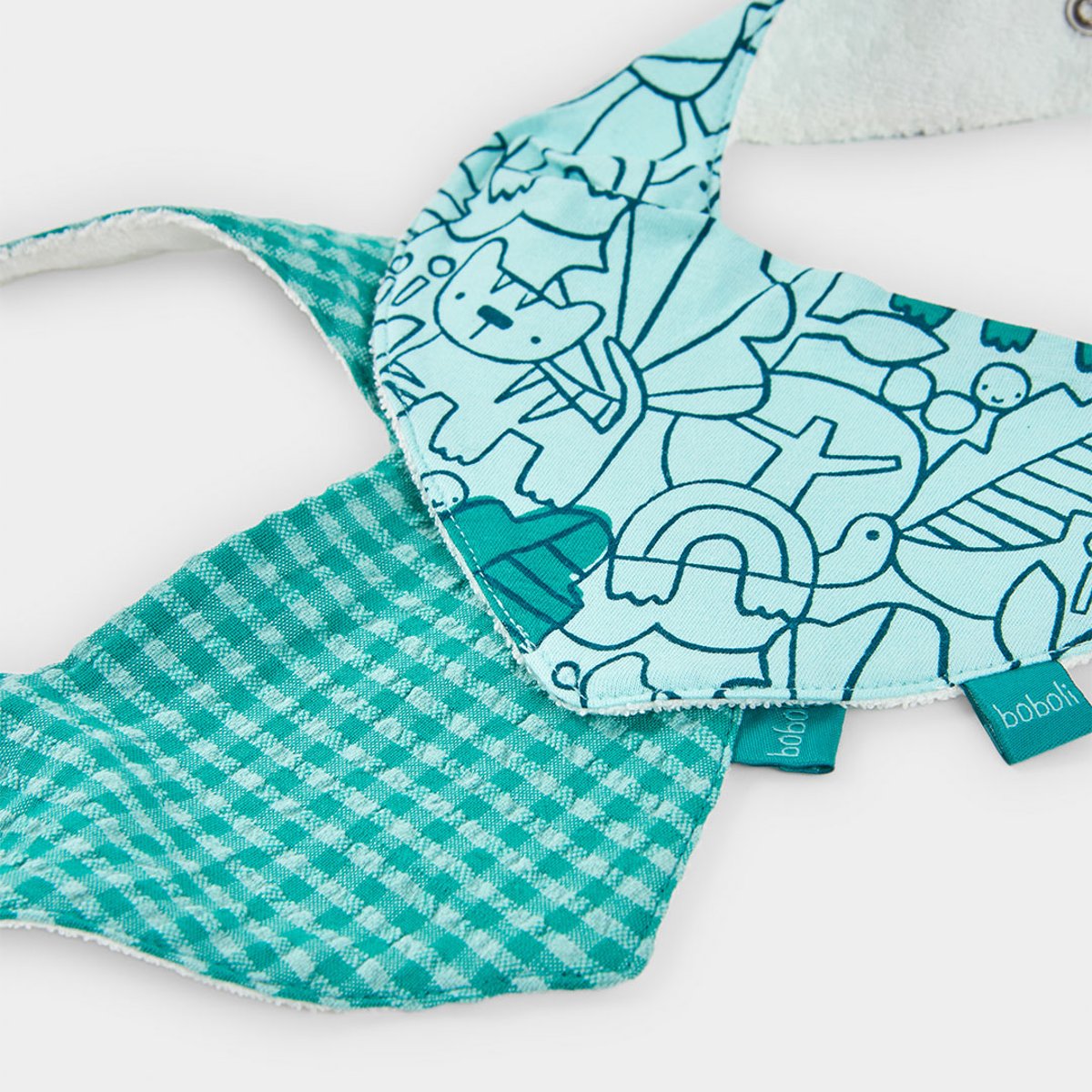 Pack de 2 bavoirs bandana coton pour bébé multicolore, BOBOLI