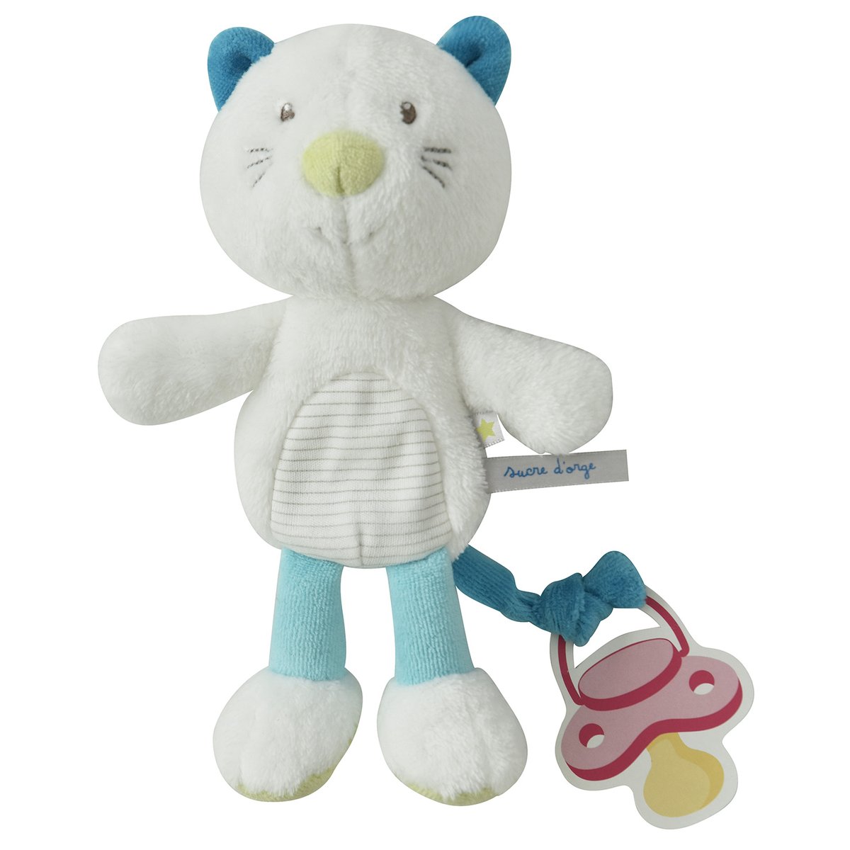 Tetinou chat blanc beige, SUCRE D'ORGE