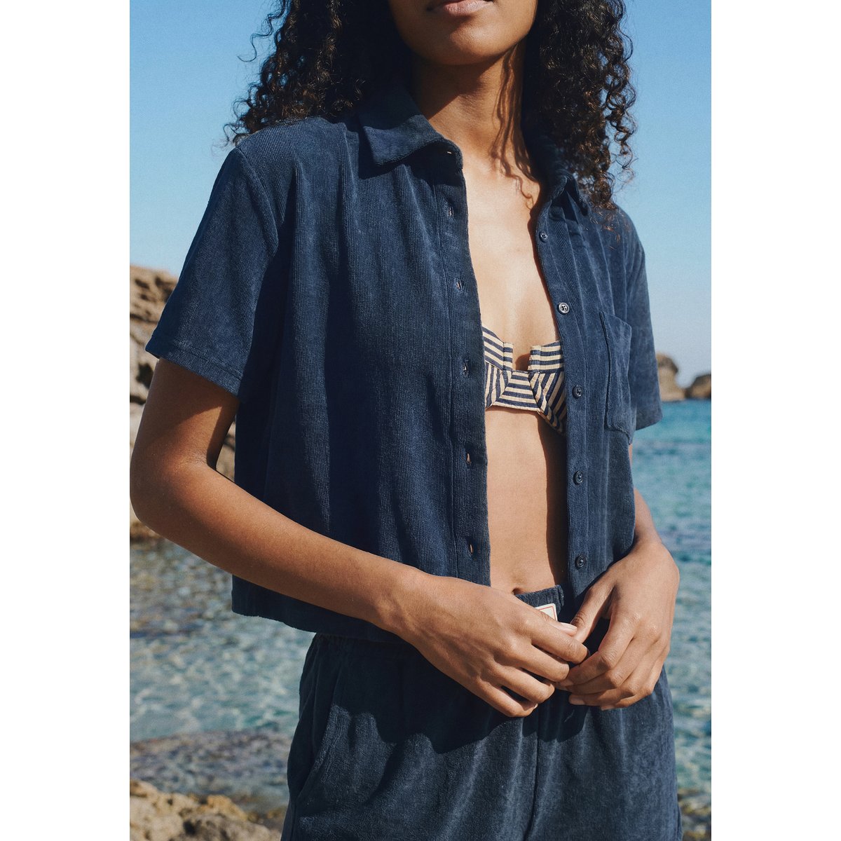 Chemise manches courtes en éponge GELATO B marine, ETAM