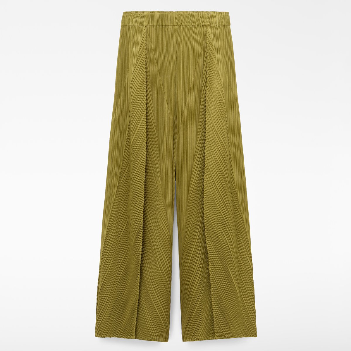 Pantalon à taille élastiquée et jambe large vert olive, ADOLFO DOMINGUEZ