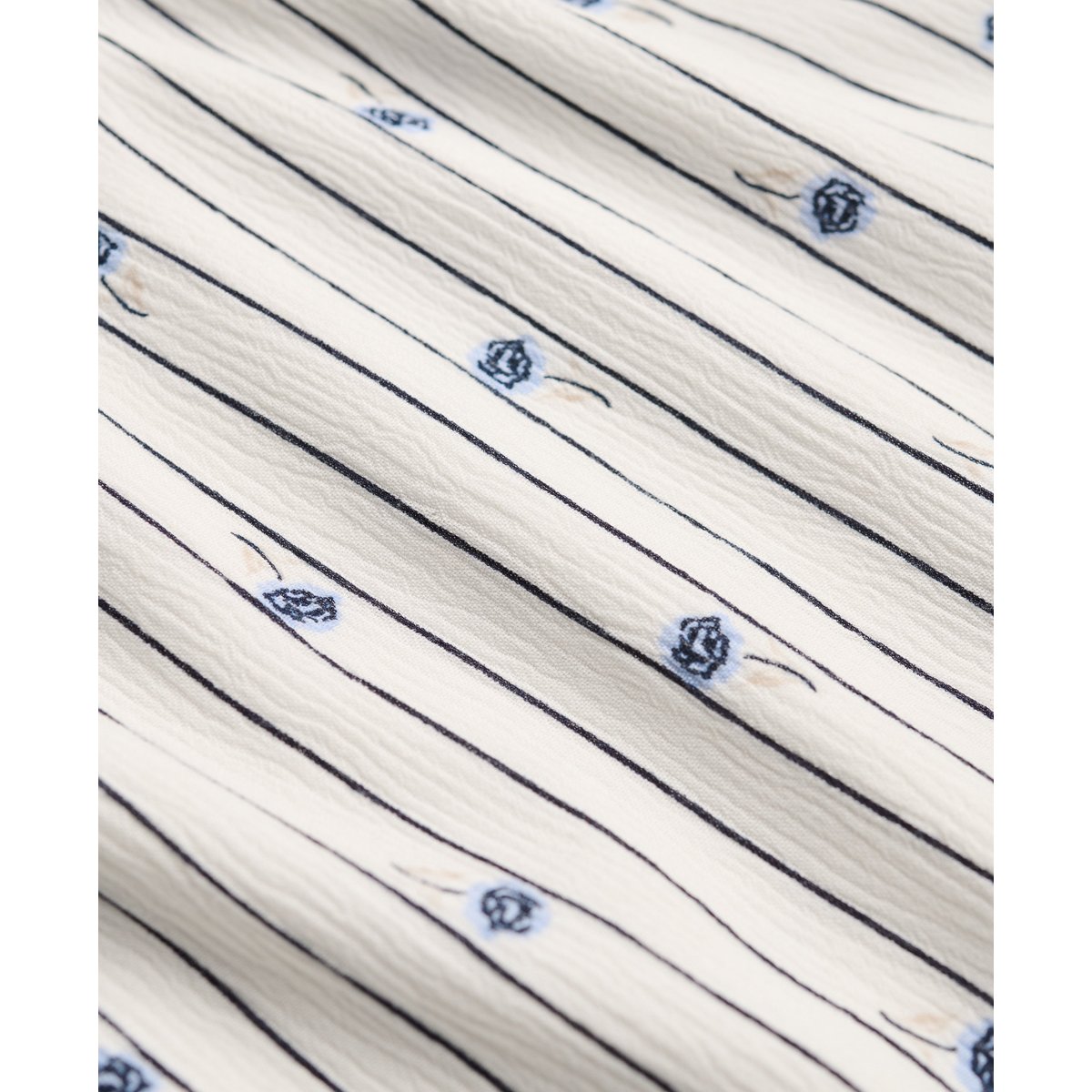 Robe Midi à Manches Courtes et Boutons Imprimée rayures ditsy crème œillet, SUPERDRY