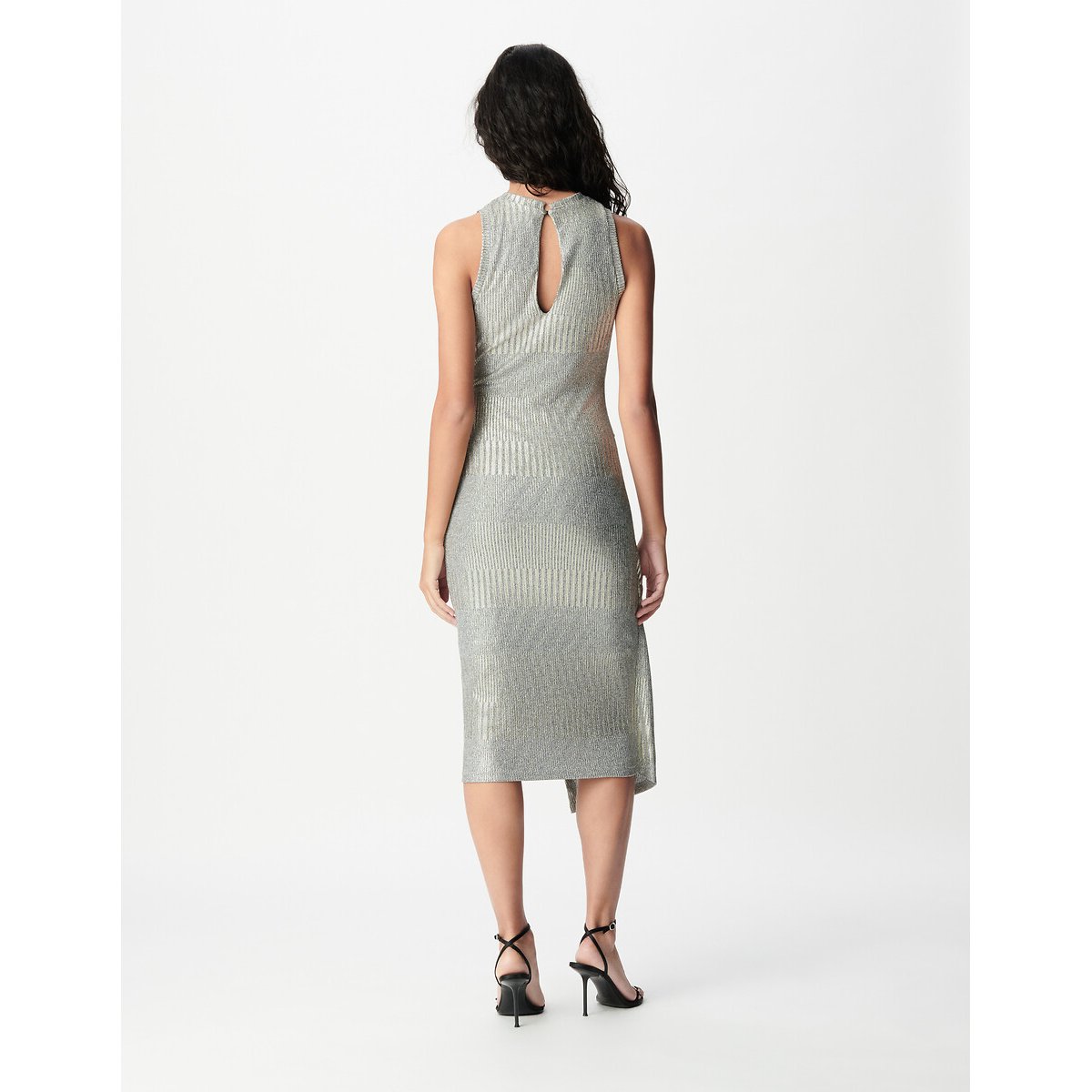 Sleeveless Iridescent Midi Dress with Crew Neck sand marl, IKKS