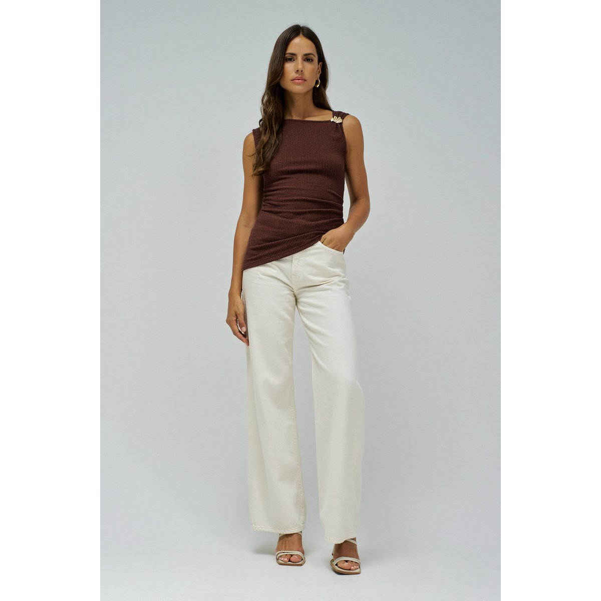 HAUT ASYMÉTRIQUE blanc, SALSA JEANS