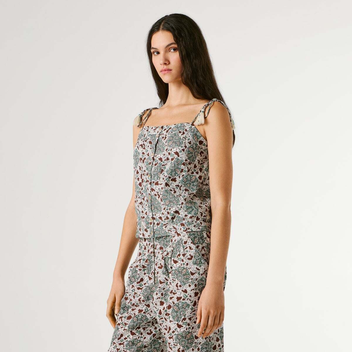 Top À Bretelles À Imprimé Floral vert hydro, PEPE JEANS