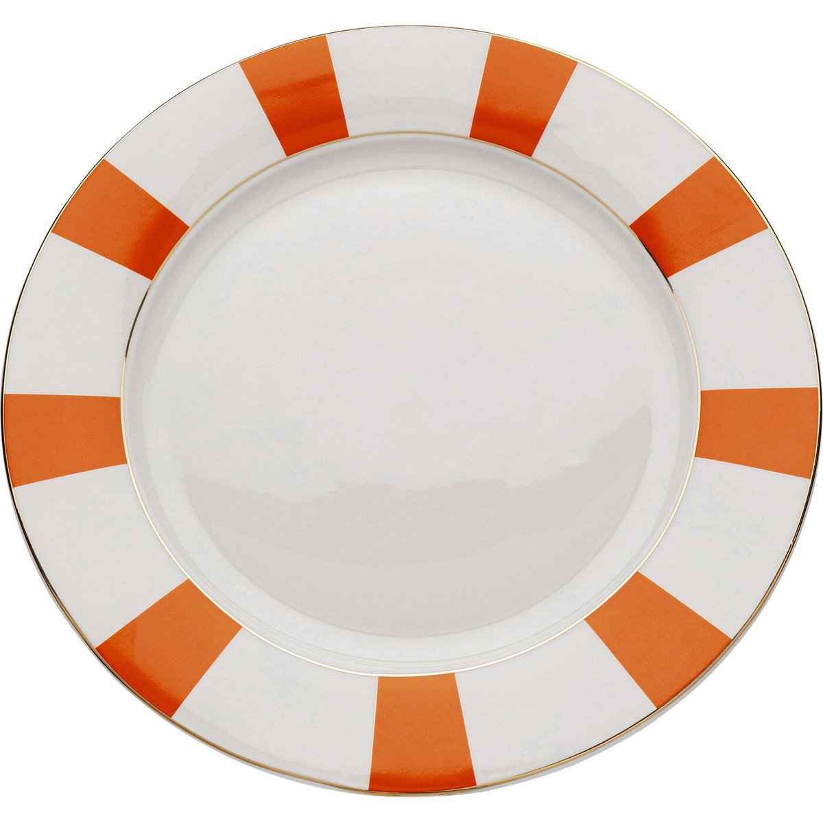 Lot de 6 assiettes bord rayé, HARLEQUIN orange, KARE DESIGN