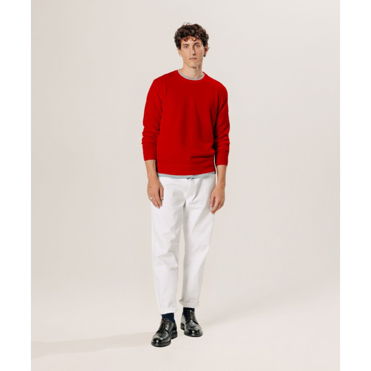 Pull col rond en laine mérinos rouge, RODIER