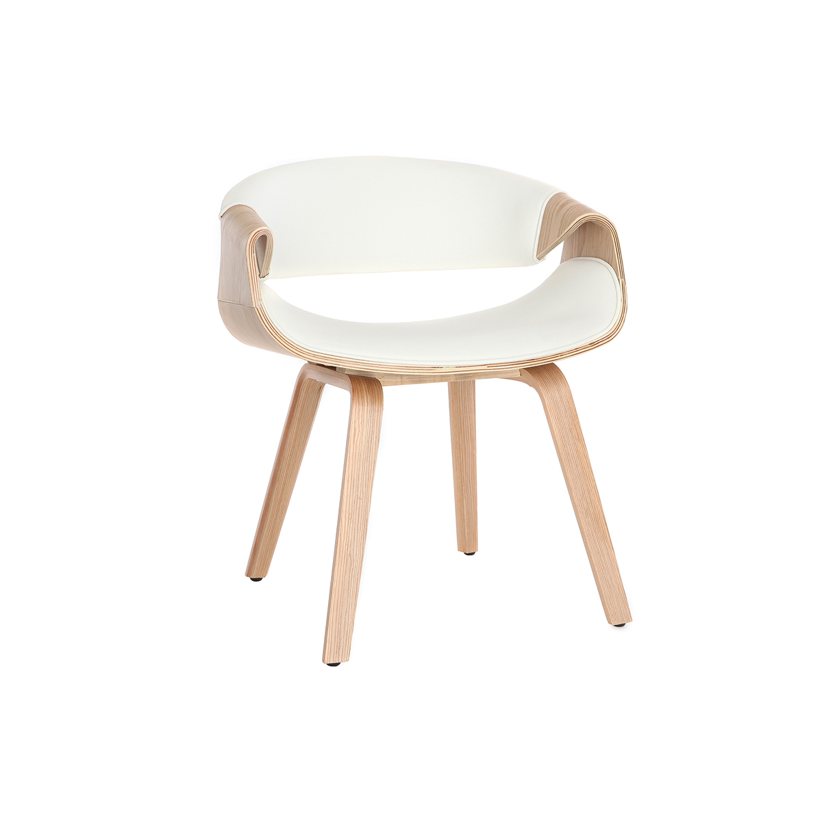 Chaise design pieds bois ARAMIS blanc, MILIBOO