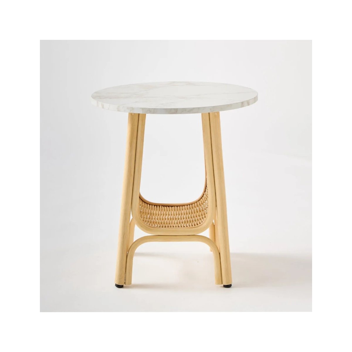 Table basse rotin CORRIDOR Dia 50 cm plateau blanc blanc, KOK