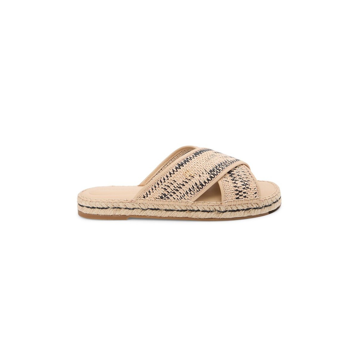 Espadrille mules en raphia beige/noir, TOMMY HILFIGER
