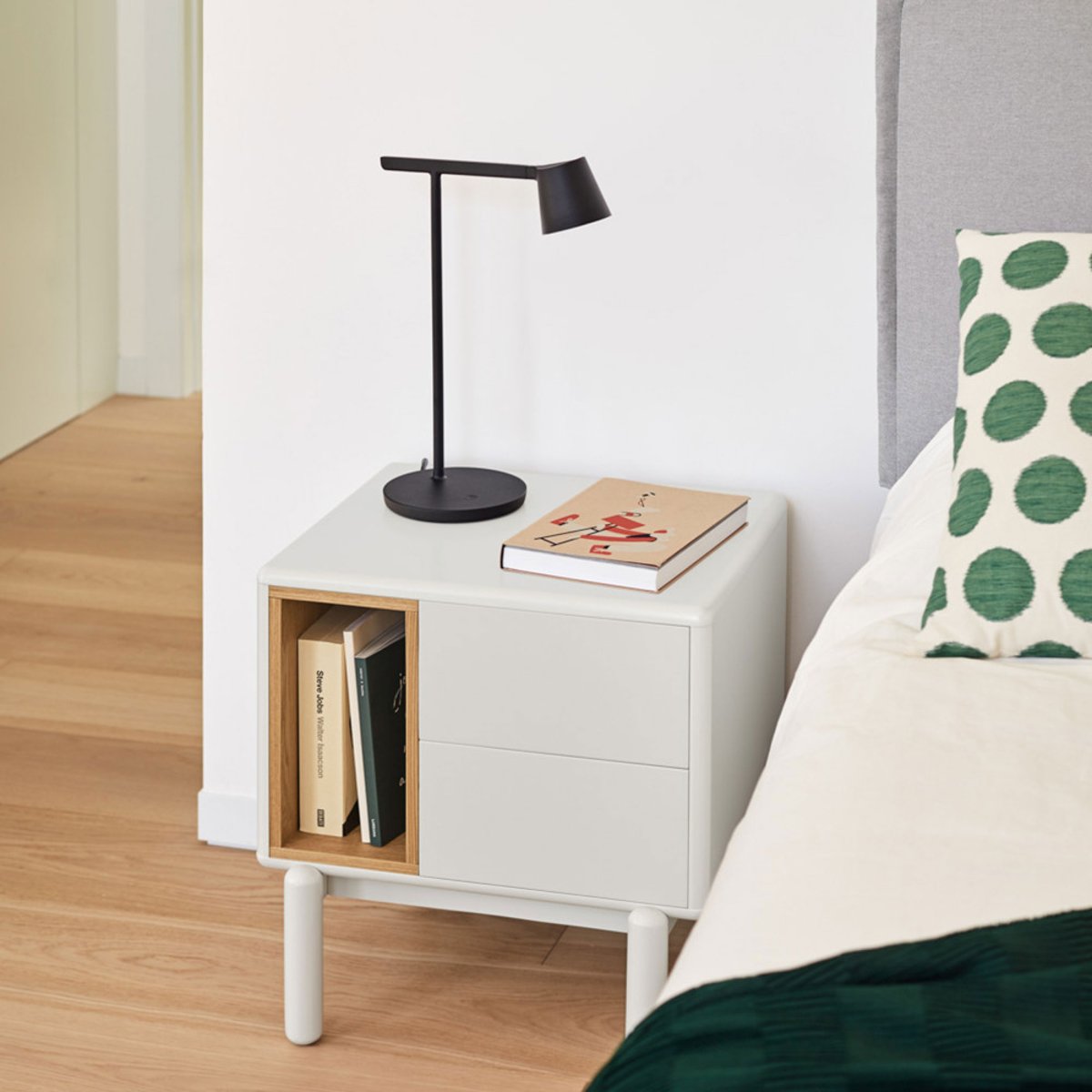 Table de chevet en bois- CORVO blanc, TEULAT