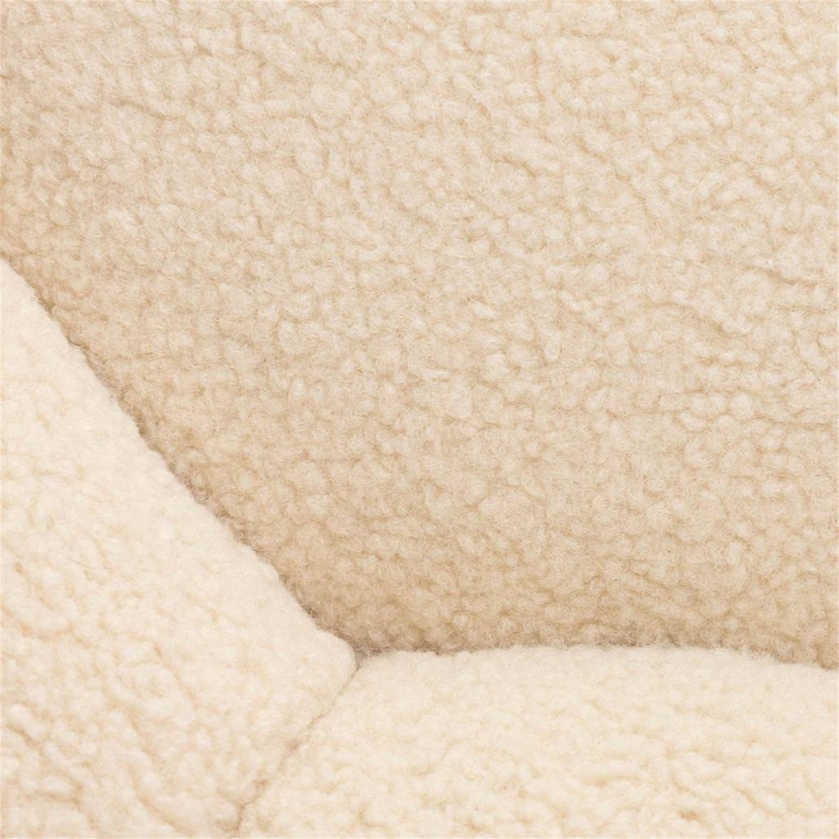 Pouf bouclette collection PERLE forme ronde beige, RECOLLECTION