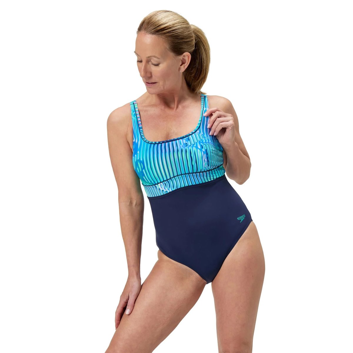 Maillot de bain 1 pièce à bretelles ajustables motif/style contour ECLIPSE turquoise, SPEEDO