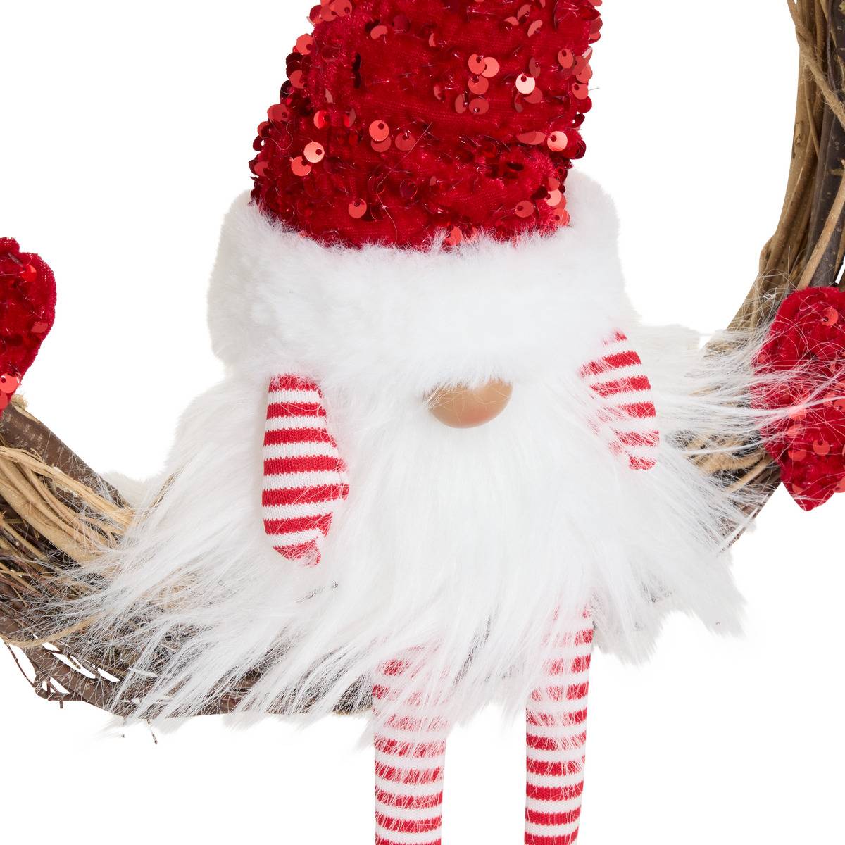 Couronne Père Noël cœur blanc et rouge D. 36 cm blanc/ rouge, FEERIC LIGHTS & CHRISTMAS
