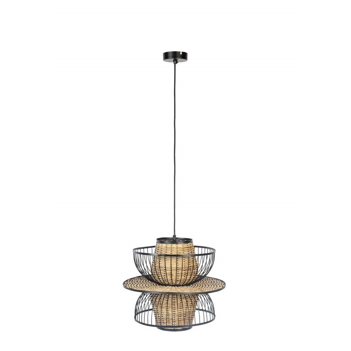 Suspension en rotin bohème, CARMEN bois, BOITE A DESIGN