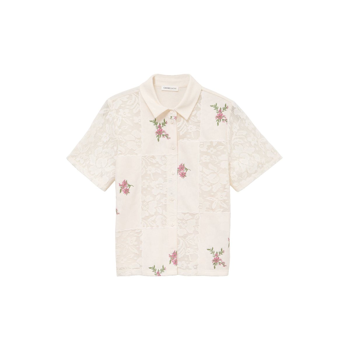 Chemise col chemise manches courtes ecru, CACHE CACHE