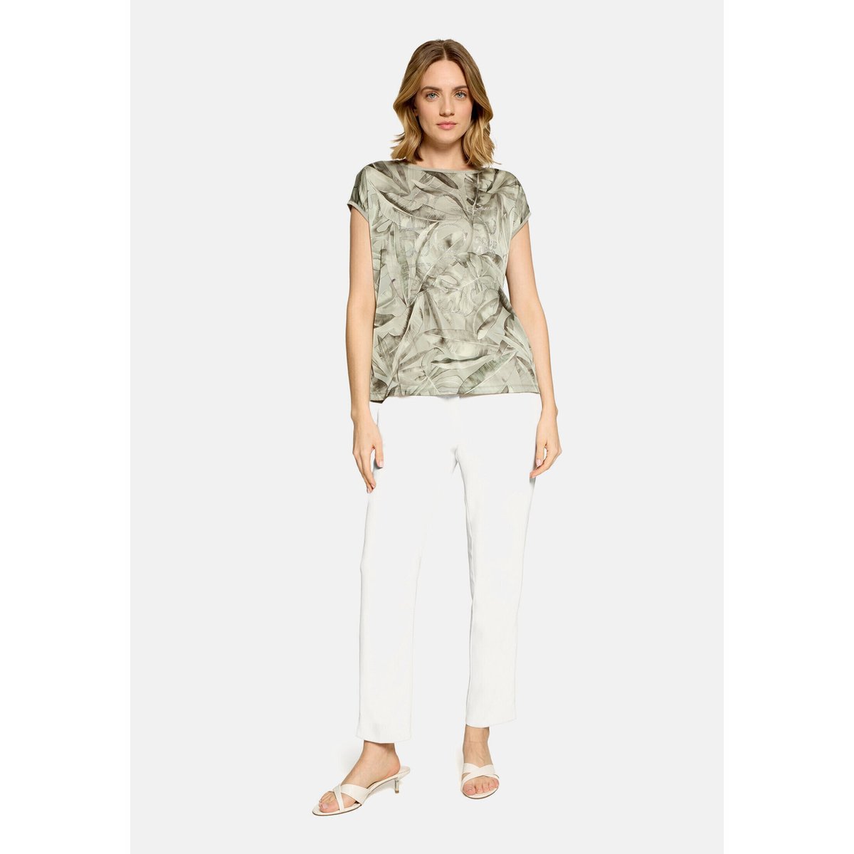 T-shirt façon blouse à impression kaki/kaki, BETTY BARCLAY