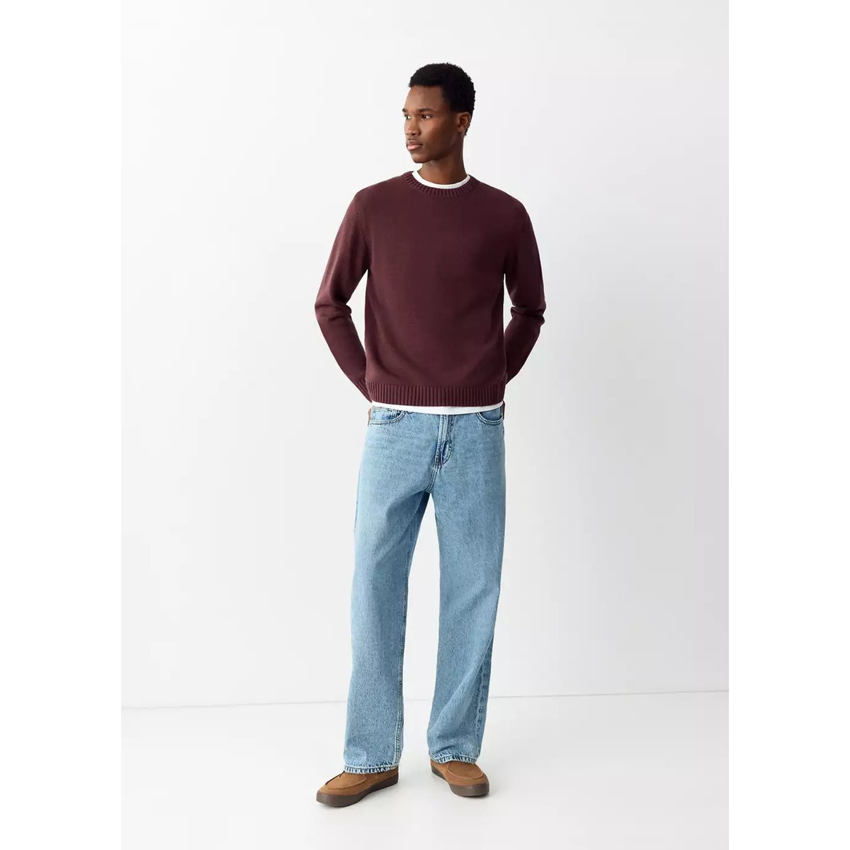 Pull en maille moyenne bordeaux, MANGO TEEN