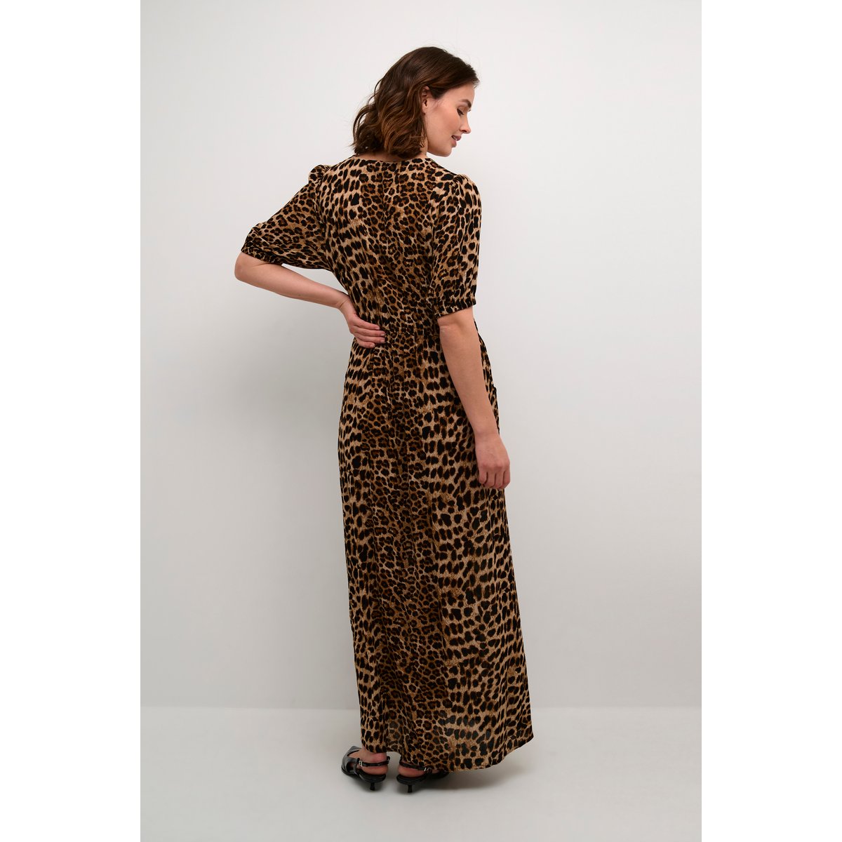 Robe beige animalier classic leopard, KAFFE