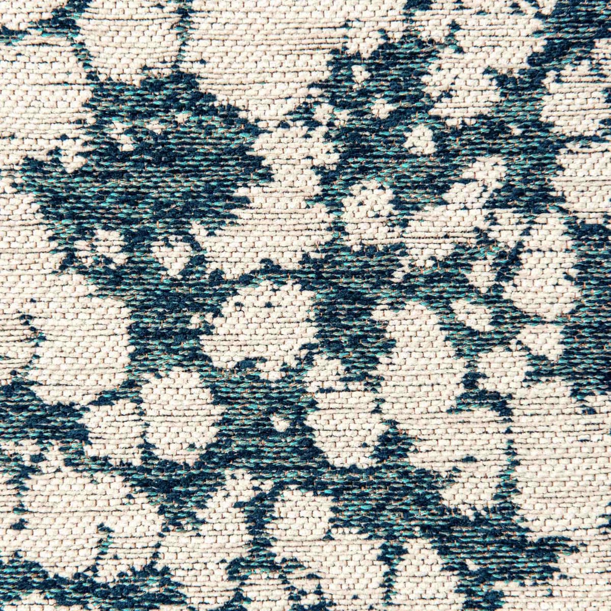 Tapis intérieur extérieur, CLOUD blanc cassé et bleu pétrole, RECOLLECTION