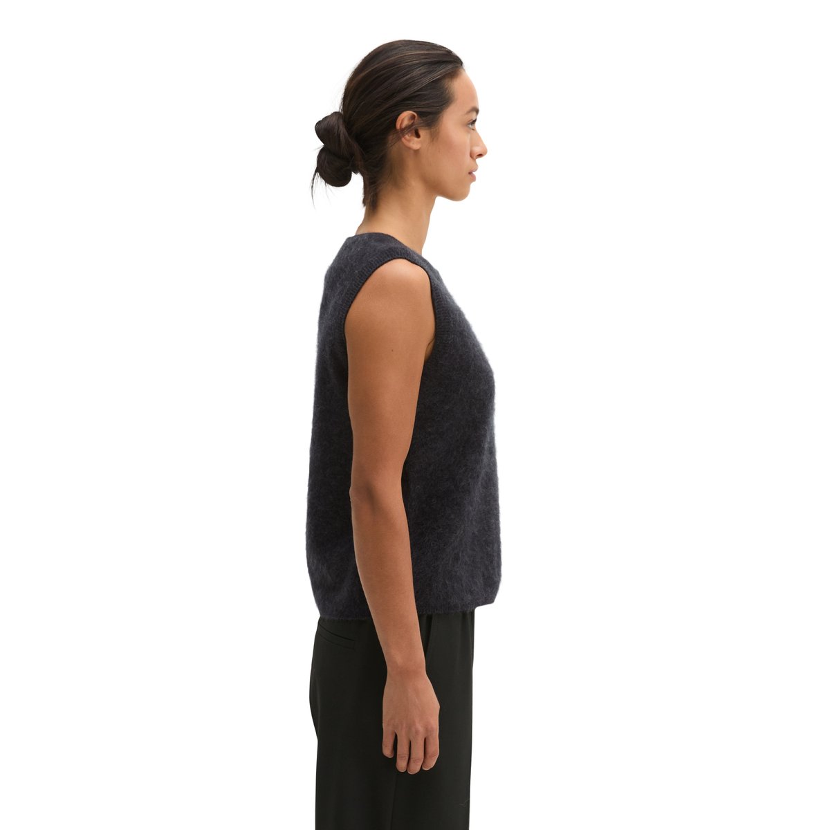Gilet sans manches court et douillet en pure laine mérinos gris, MARC O'POLO