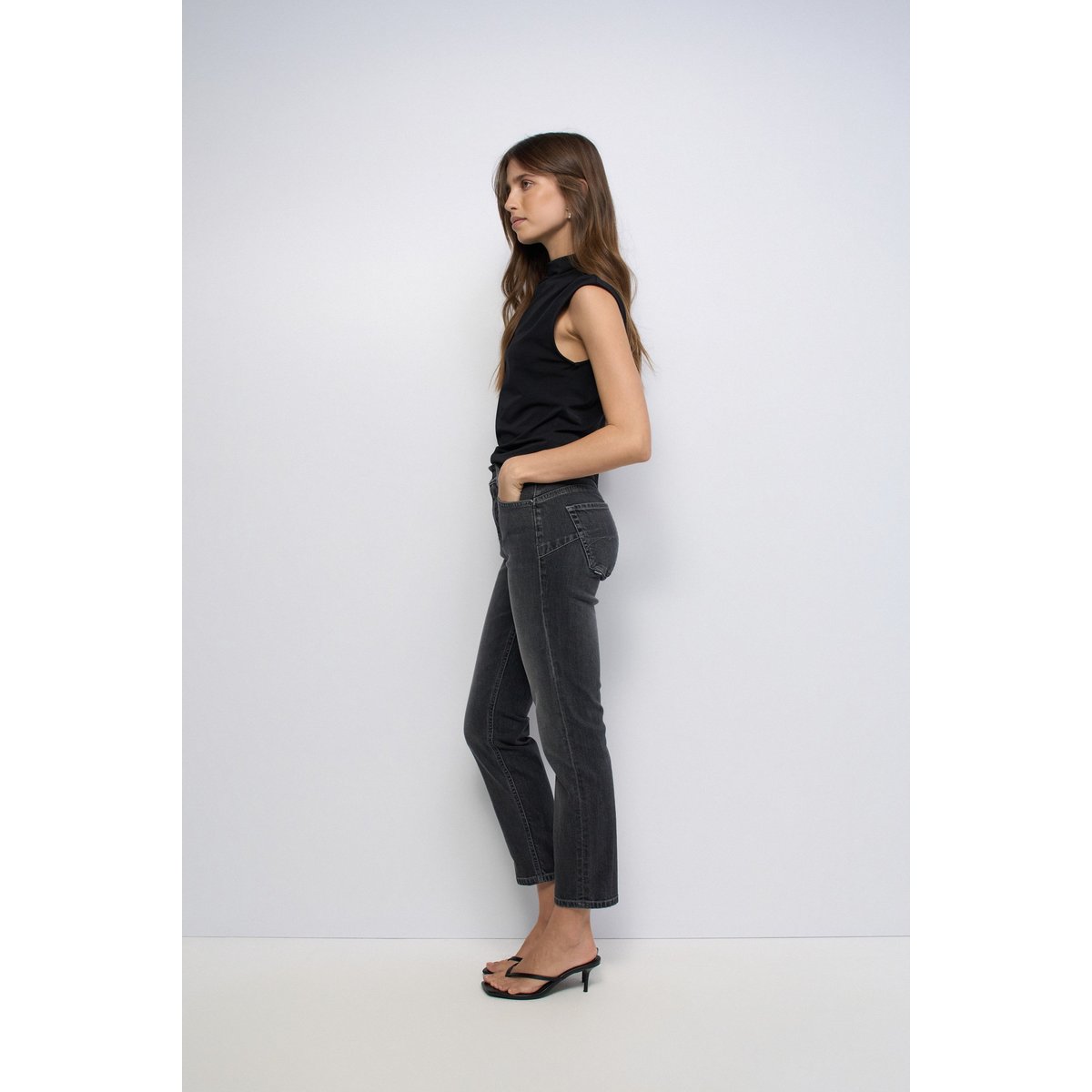 JEAN FAITH PUSH IN CROPPED SLIM noir, SALSA JEANS
