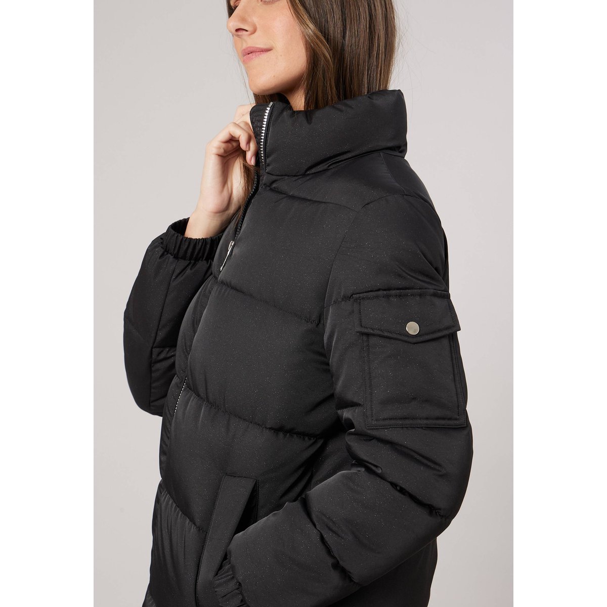Doudoune mi-cuisse regular femme col montant JUDITE black, DEELUXE