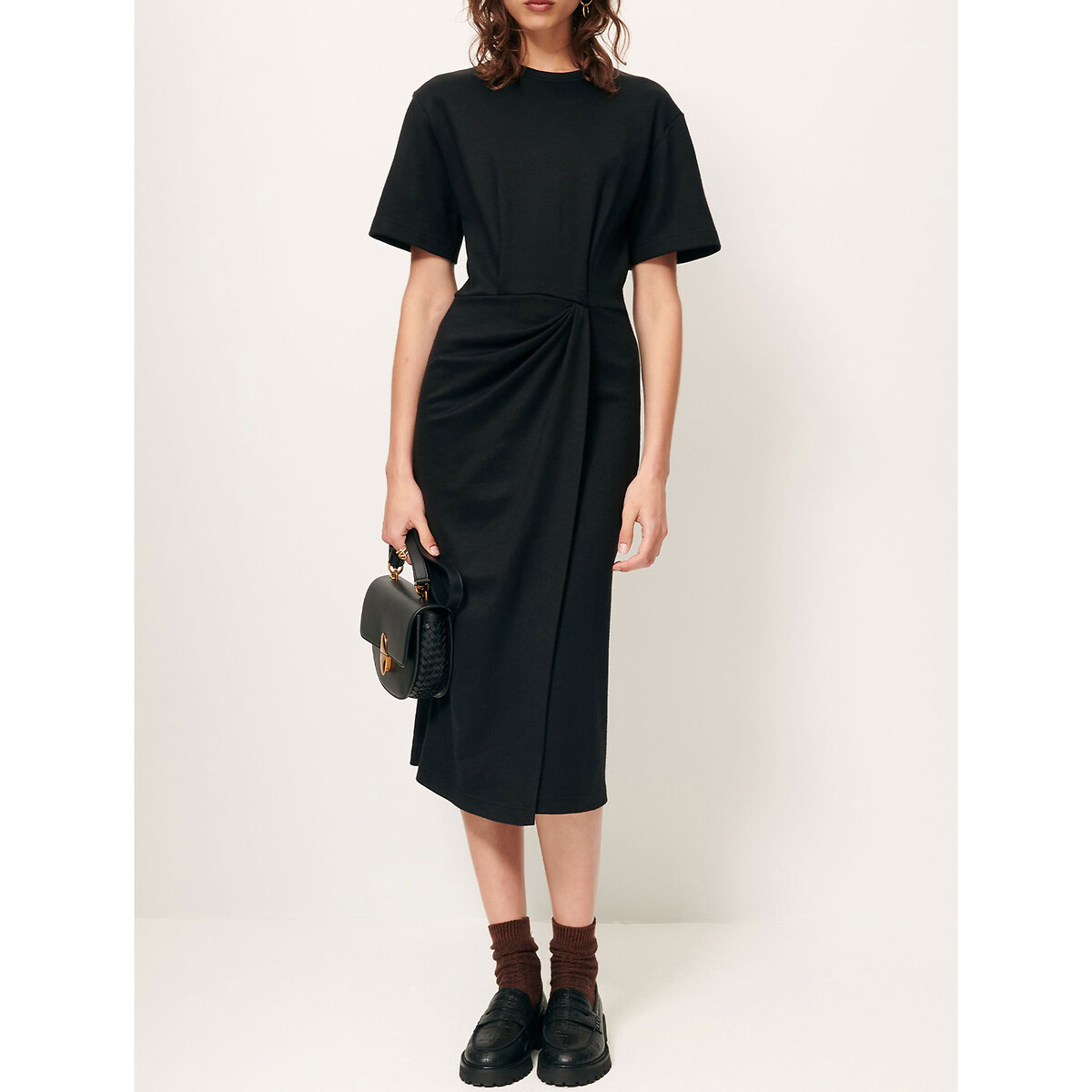 Brera Mid-Length Dress with Short Sleeves black, SESSUN