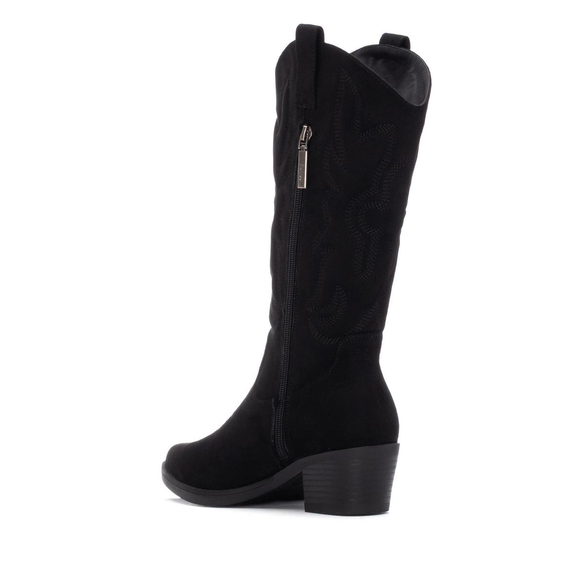 Botte Cow-boy Talon Décontractée Fermeture éclair noir, REFRESH