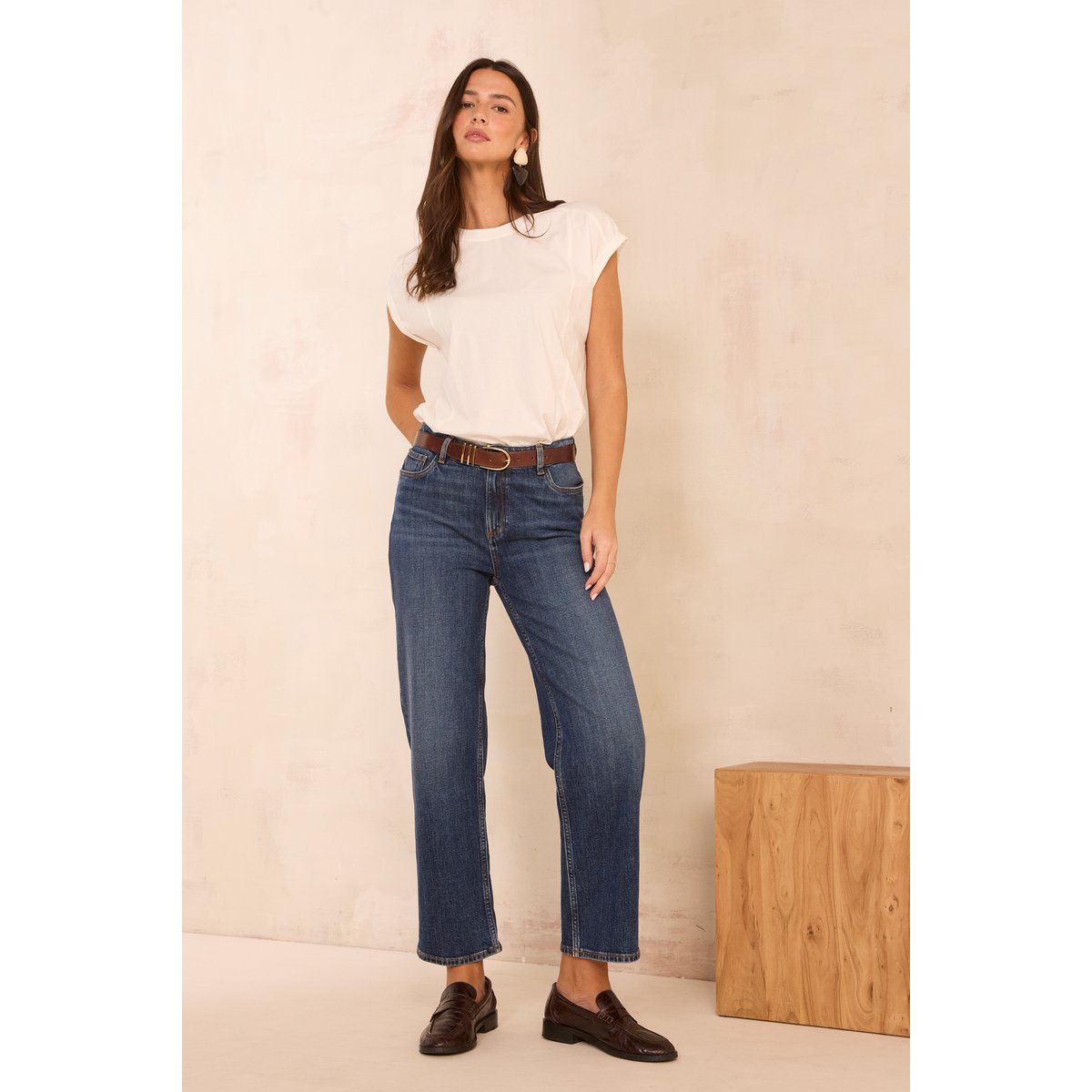 Jean droit et cropped RUDY denim brut, Maison 123