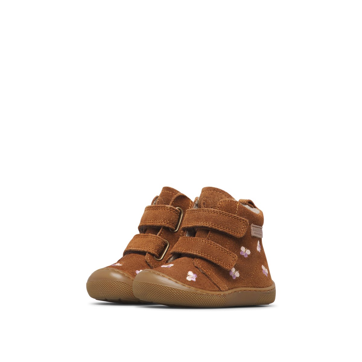Bottines barefoot en daim BAREFOOT WIGGHI VL EMBR.BUTTERFLY marron-rose, NATURINO