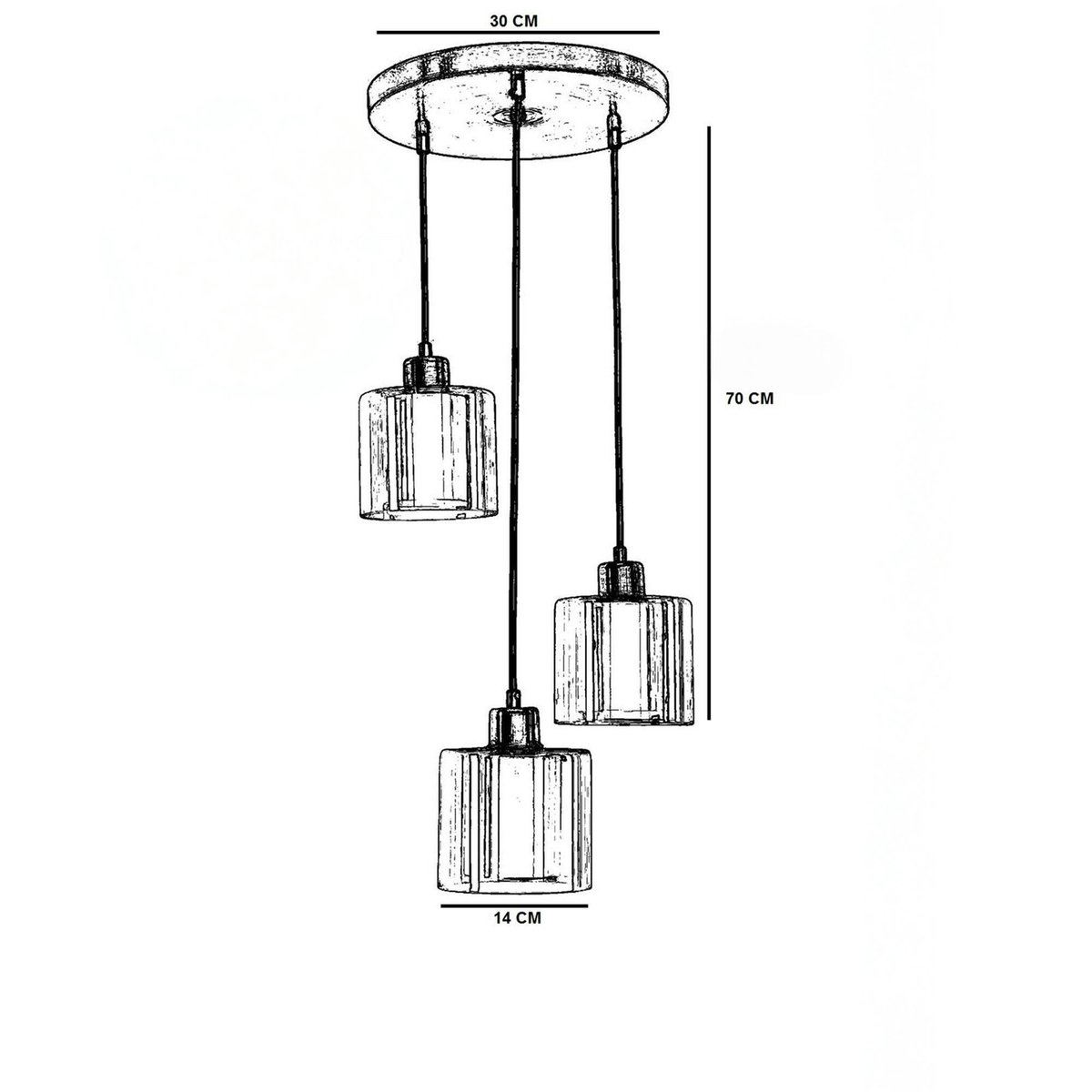 Suspension moderne en verre ivoire 3 abat-jour SIDE doré, PIER IMPORT