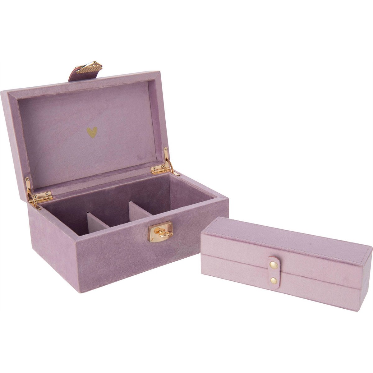 Boîte à bijoux en velours à compartiments lilas, RECOLLECTION