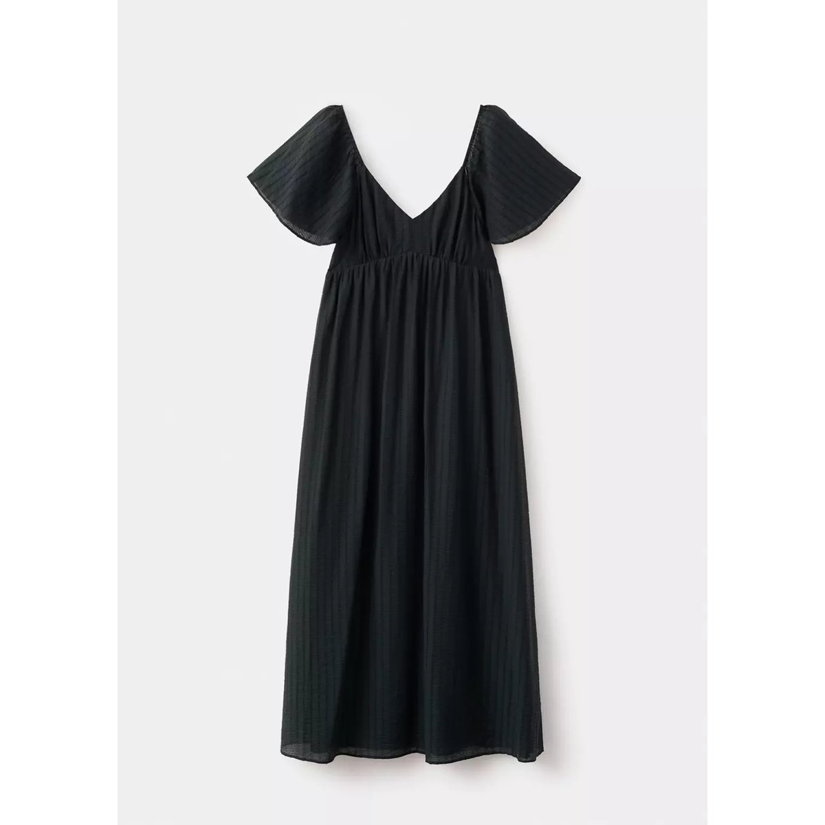 Robe texture avec détail froncé noir, MANGO