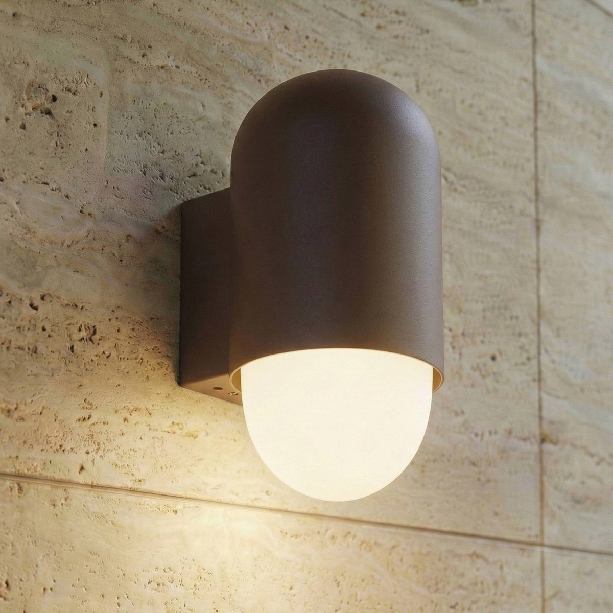 Applique extérieure en aluminium moderne marron, blanc, LINDBY
