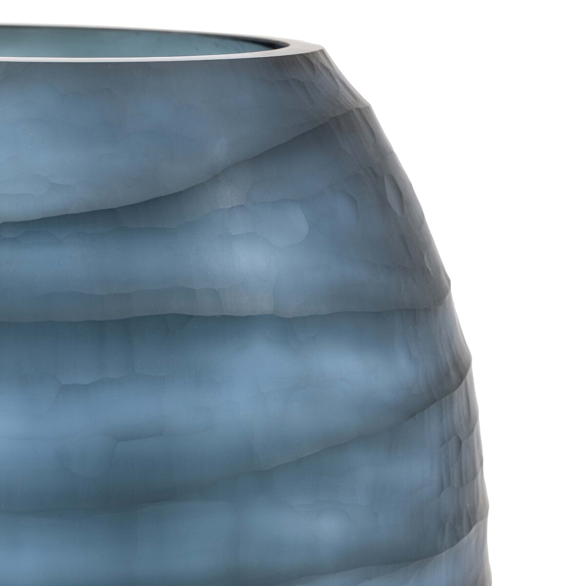 35cm Handblown Carved Glass Vase blue, ÉDITÉ