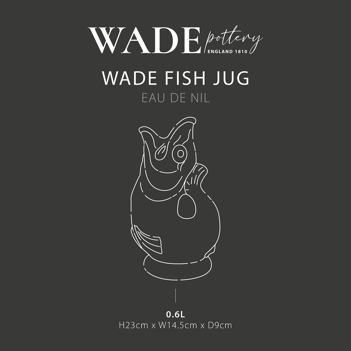 The Original 0.6L Gurgle Fish Jug eau de nil, WADE POTTERY